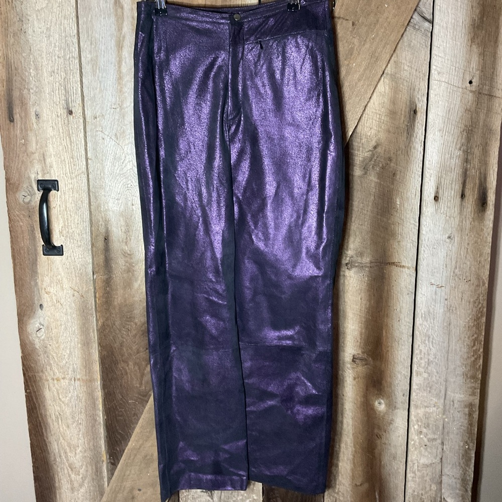 Vtg 2000's WILSONS LEATHER Women's Soft Leather Pants Mid Straight Shimmer Sz 6